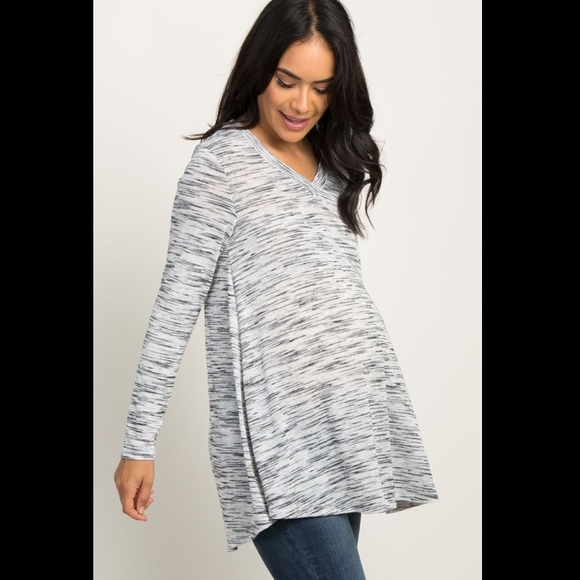 Grey Heathered V-Neck Top - Picture 7 of 8